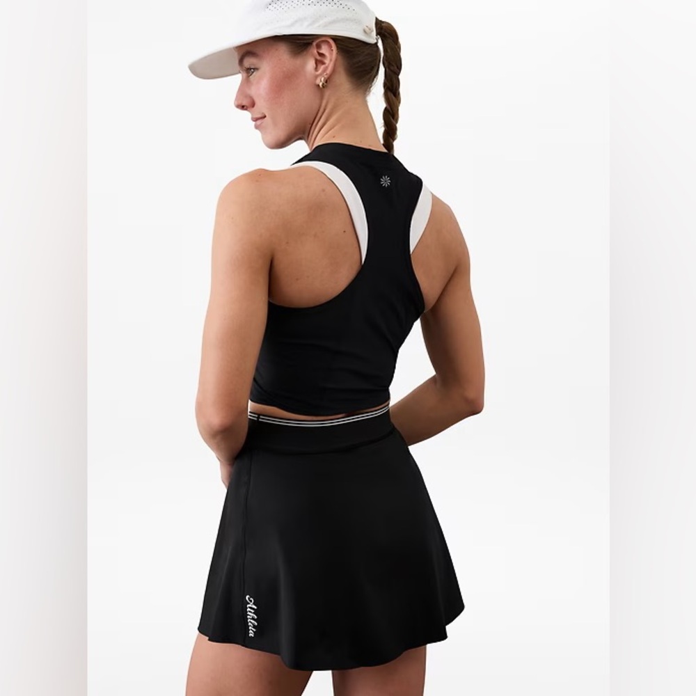 NWT Athleta Black Athletic Skort with Subtle White Accents